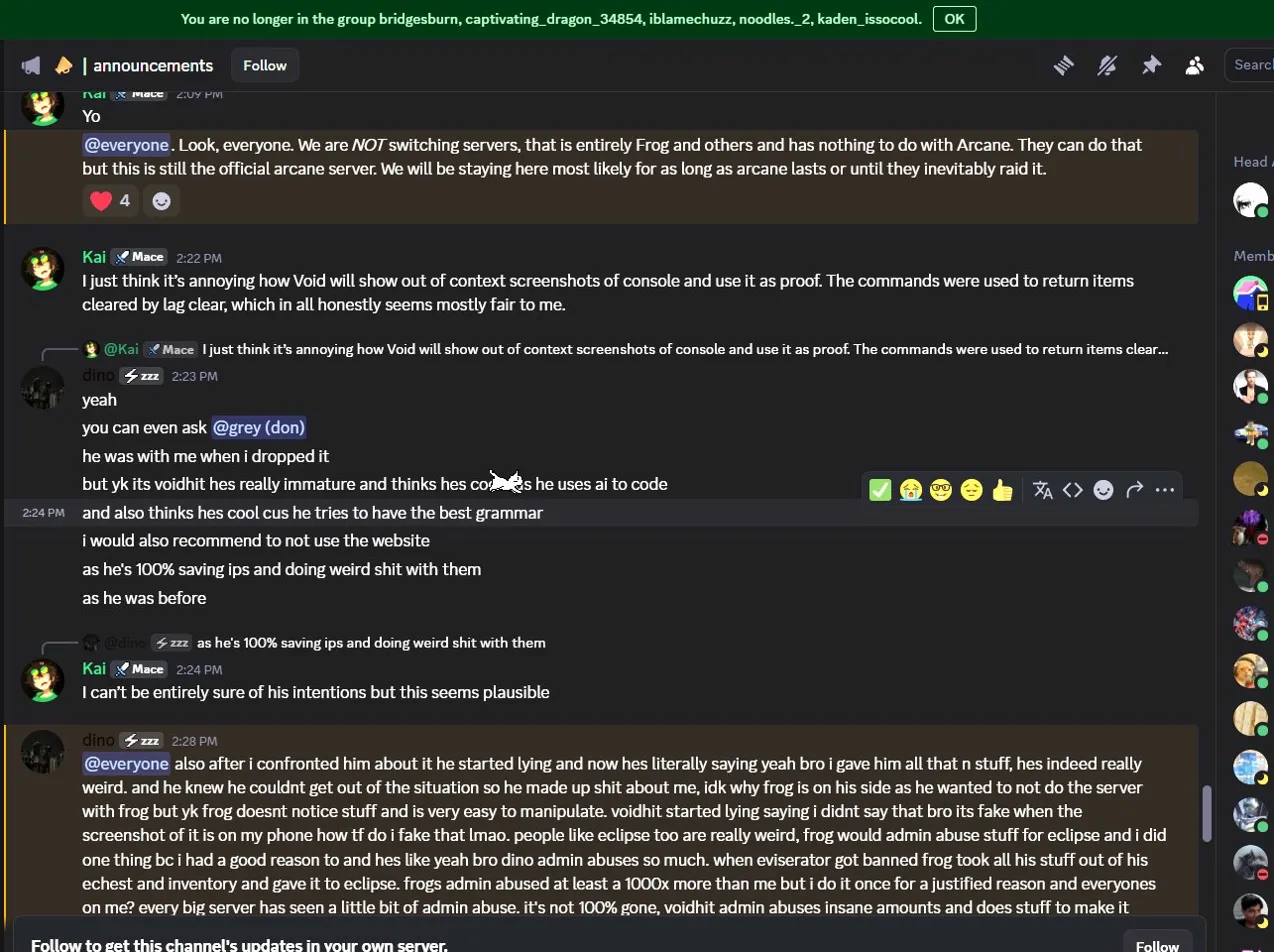 Dino warning about the website
